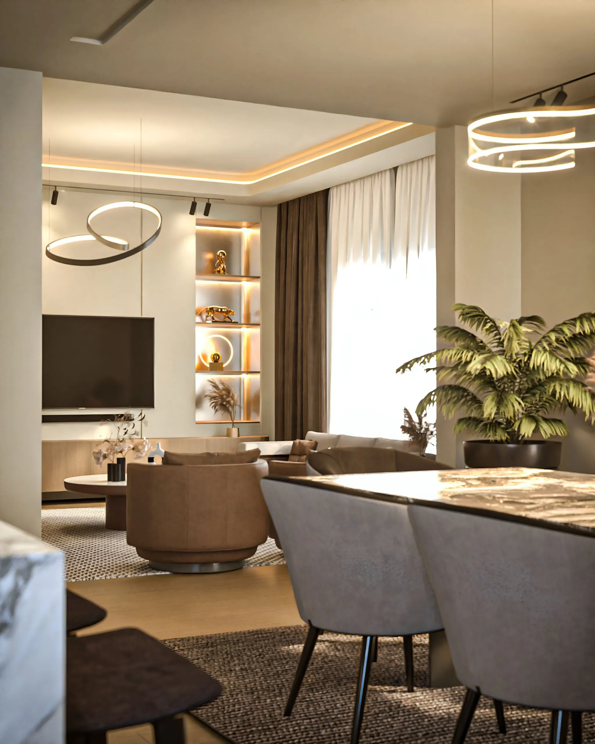 Elegant dining space with luxury furnishings