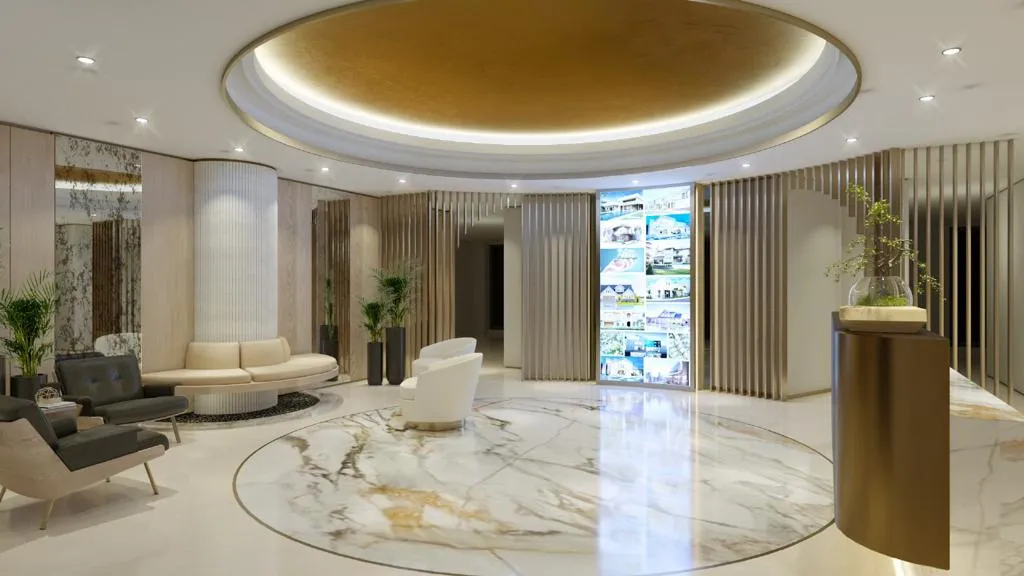 Living room with modern furniture and elegant decor