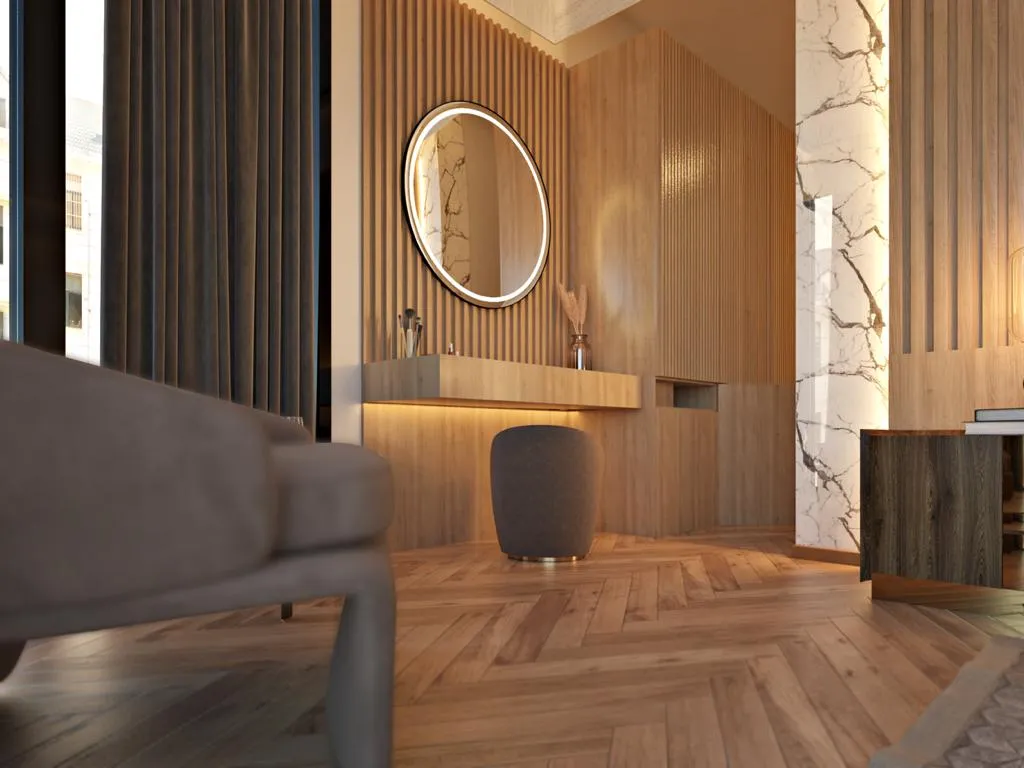 Living room with modern furniture and elegant decor