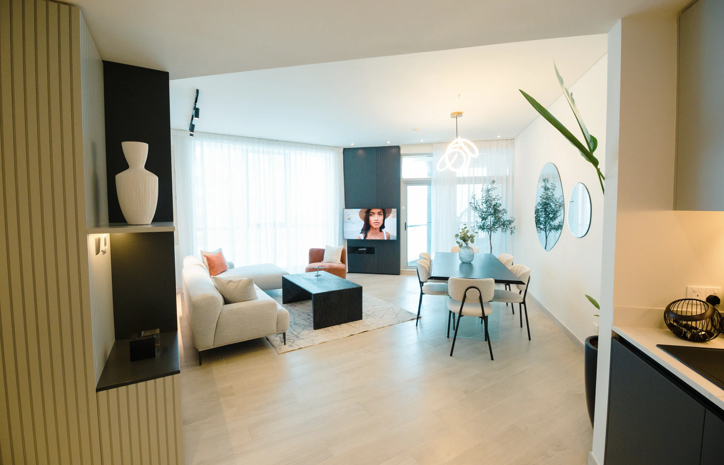 Spacious open-plan living area with contemporary design