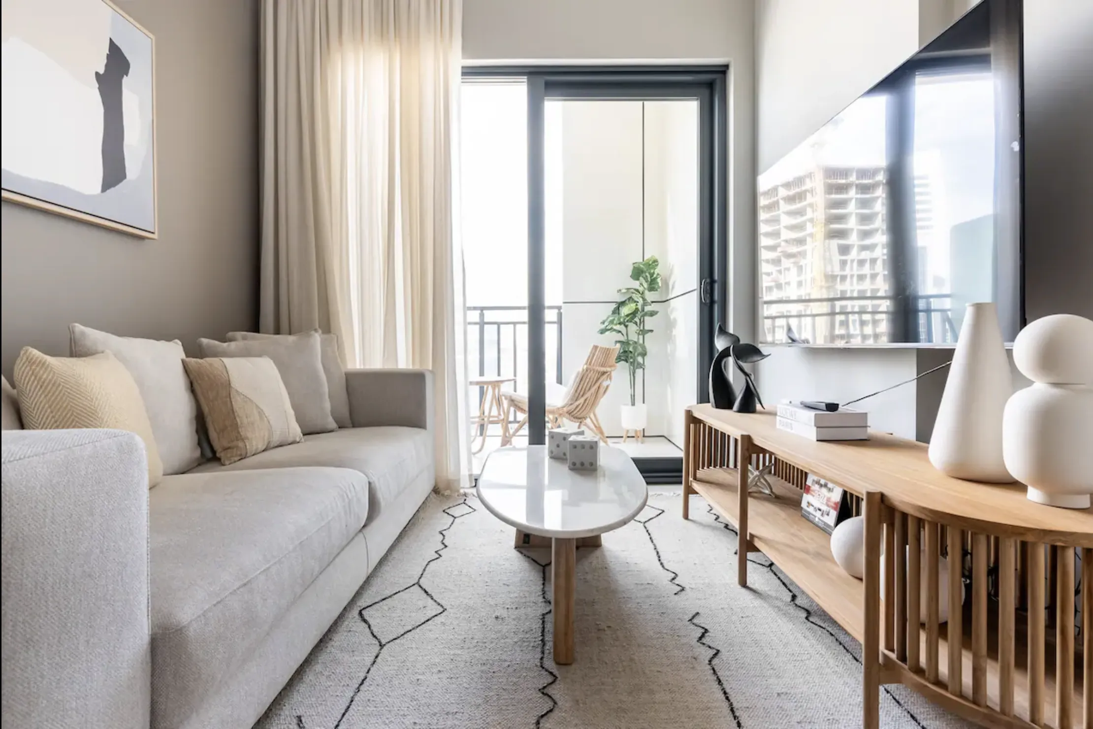 Living room with modern furniture and elegant decor