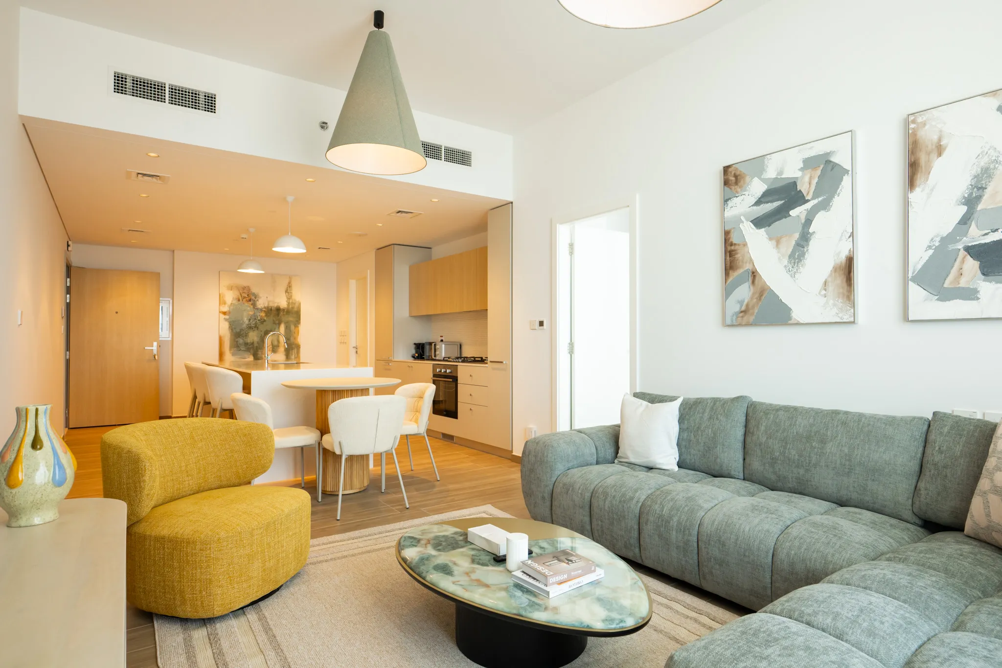 Living room with modern furniture and elegant decor