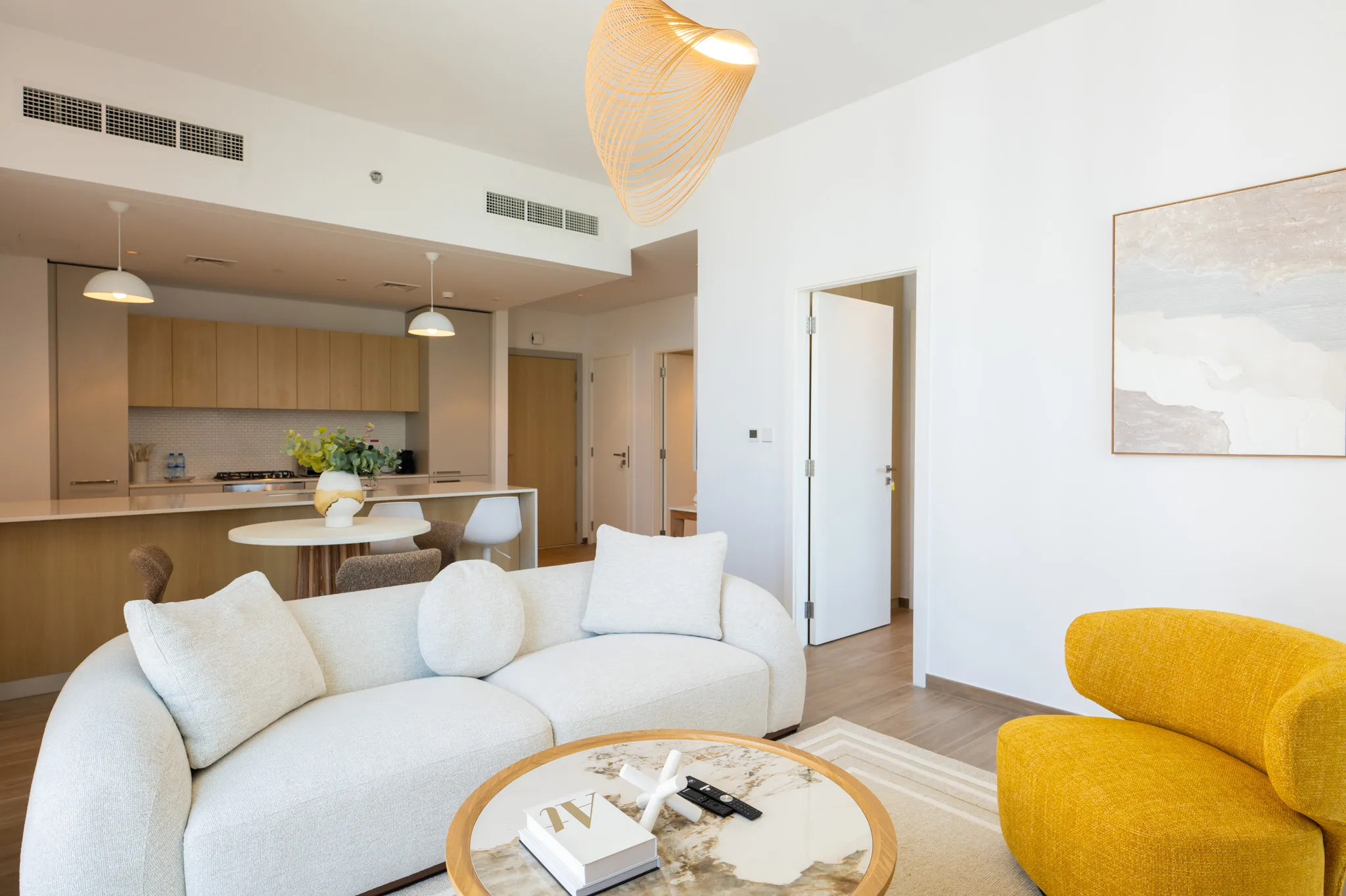 Living room with modern furniture and elegant decor