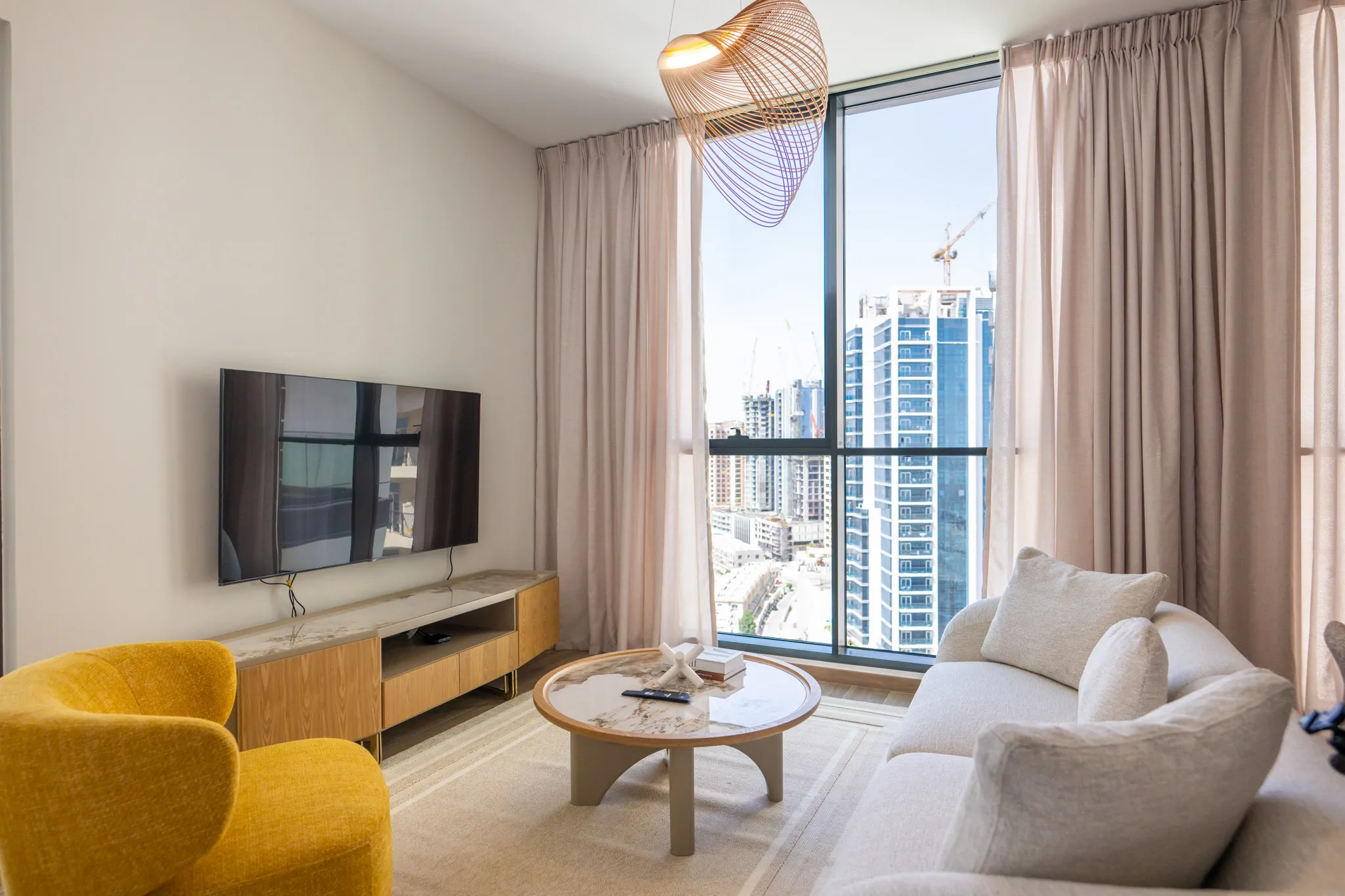 Spacious open-plan living area with contemporary design