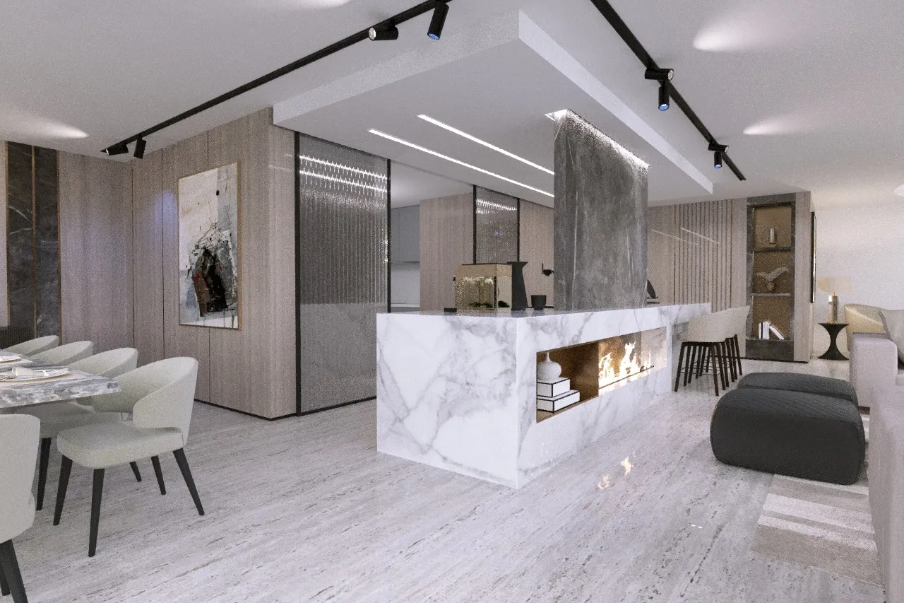 Living room with modern furniture and elegant decor