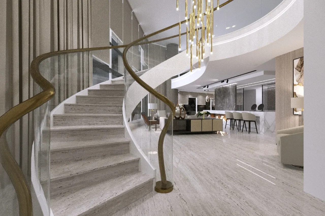 Spacious open-plan living area with contemporary design