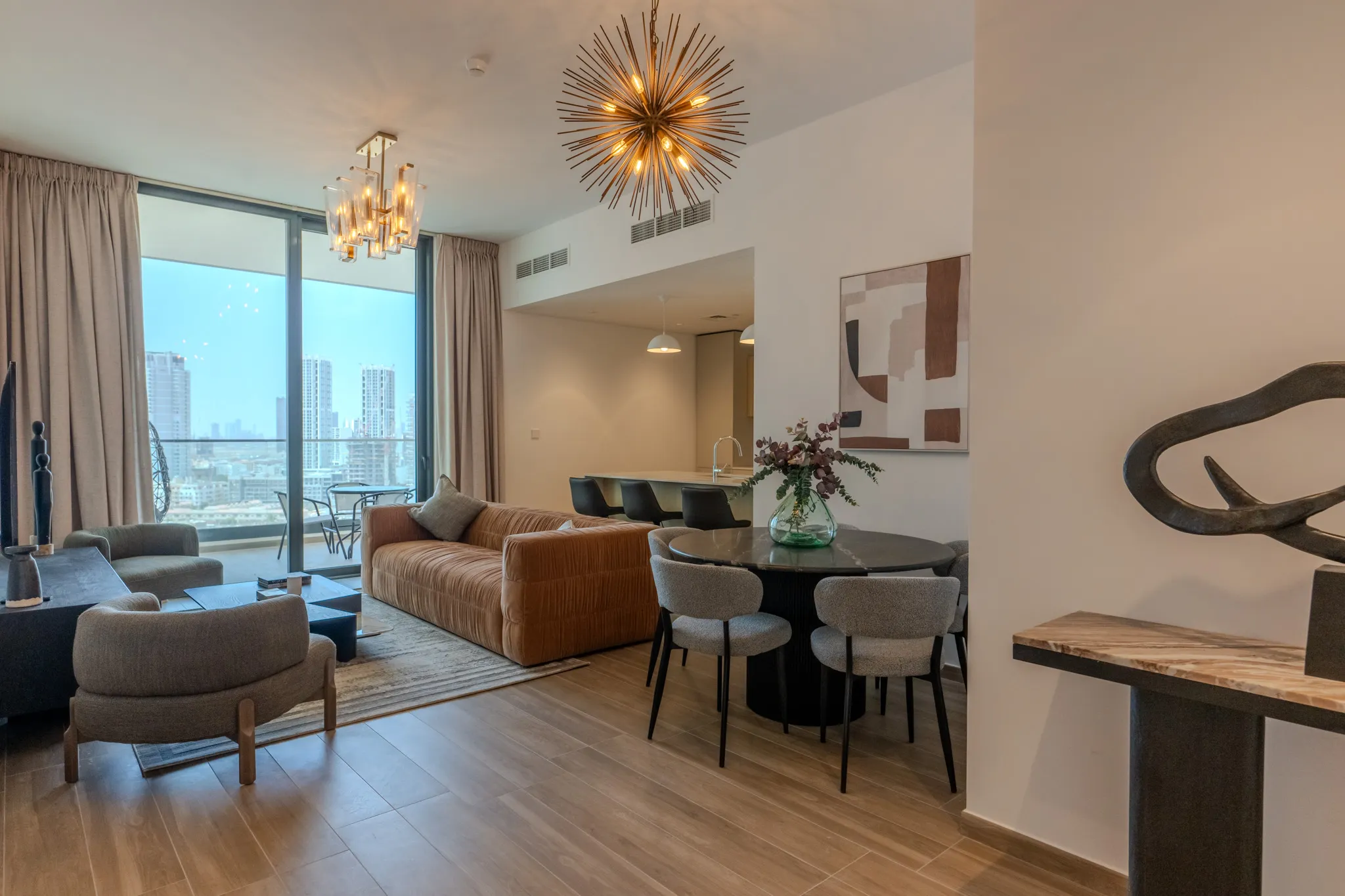 Living room with modern furniture and elegant decor